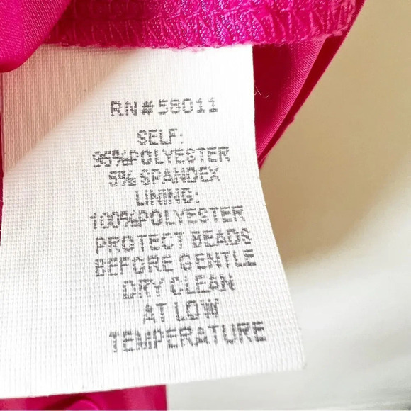 David Meister Hot Pink Body Con Dress Size 10 beaded Shoulder Barbiecore Barbie - Picture 5 of 8